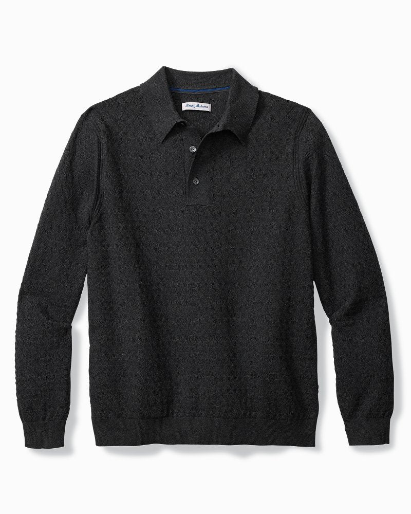 Tommy Bahama | Big & Tall Capital Cable Sweater Polo / Black