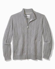 Tommy Bahama | Big & Tall Capital Cable Full-Zip Cardigan / Grey Heather