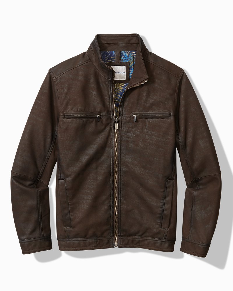 Tommy Bahama | Big & Tall Highland Rocker Leather Jacket / Dark Brown