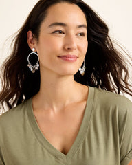 Tommy Bahama | Marco Island Shell and Mother of Pearl Drop Hoop Earrings / Silver