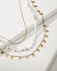 Tommy Bahama | Indigo Bay Heishi & Pearl Layered Long Necklace / White/Gold