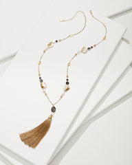 Tommy Bahama | Indigo Shore Mixed Materials Tassel Necklace / Gold