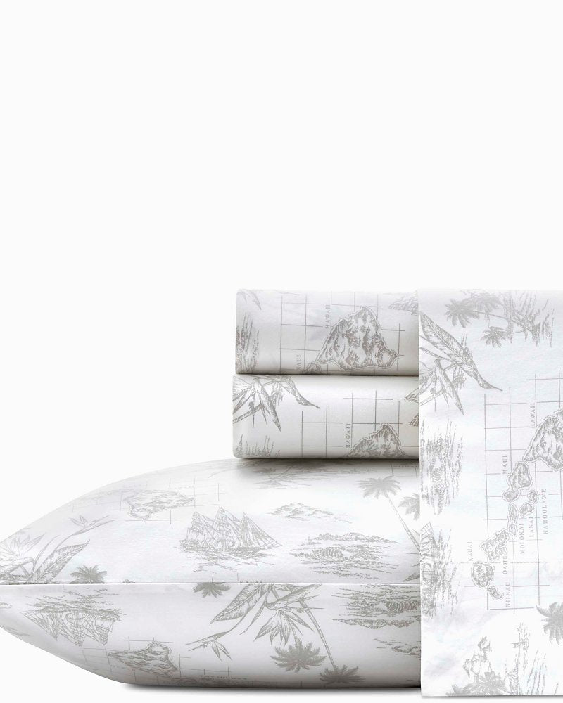 Tommy Bahama | Vintage Map Sheet Set, King / Grey