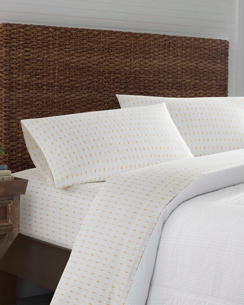 Tommy Bahama | Pineapple Pinstripe 4-Piece King Sheet Set / Yellow