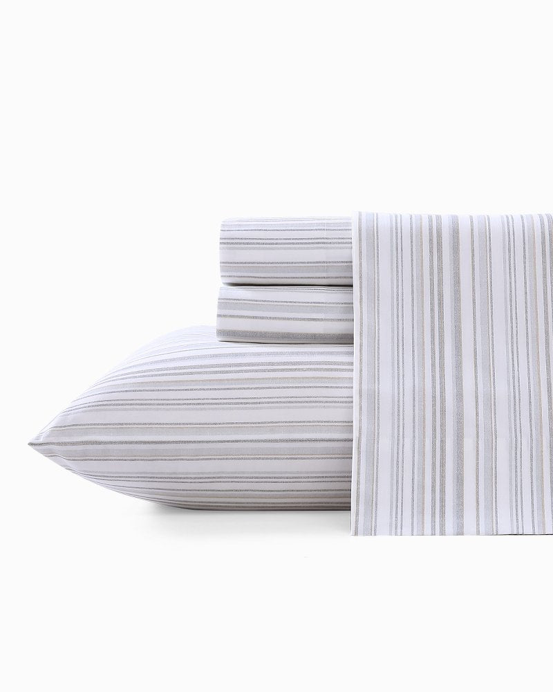 Tommy Bahama | Kahanu Stripe 4-Piece Queen Sheet Set / Grey
