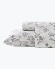 Tommy Bahama | Vintage Map 4-Piece Queen Sheet Set / Brown