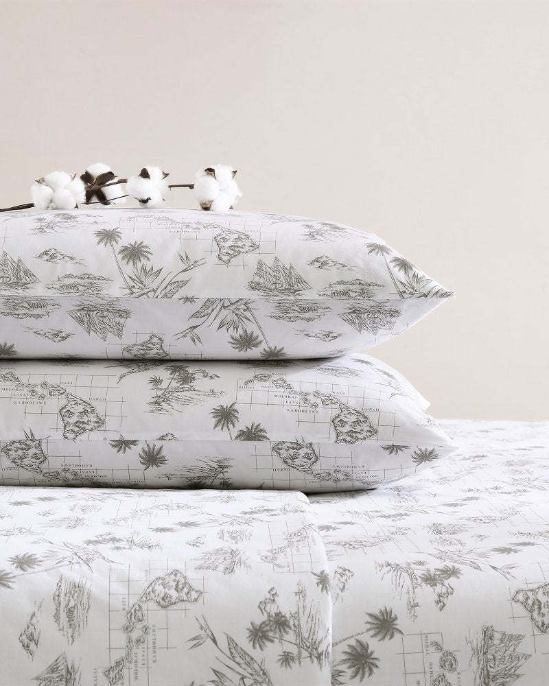 Tommy Bahama | Vintage Map 4-Piece King Sheet Set / Brown