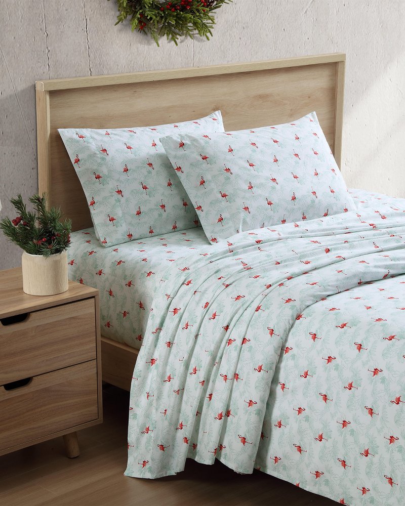 Tommy Bahama | Flamingo Santa 4-Piece King Sheet Set / Red/Green