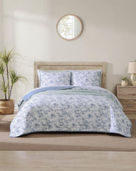 Tommy Bahama | Pen and Ink Palm Reversible 2-Piece Twin Quilt Set / Indigo