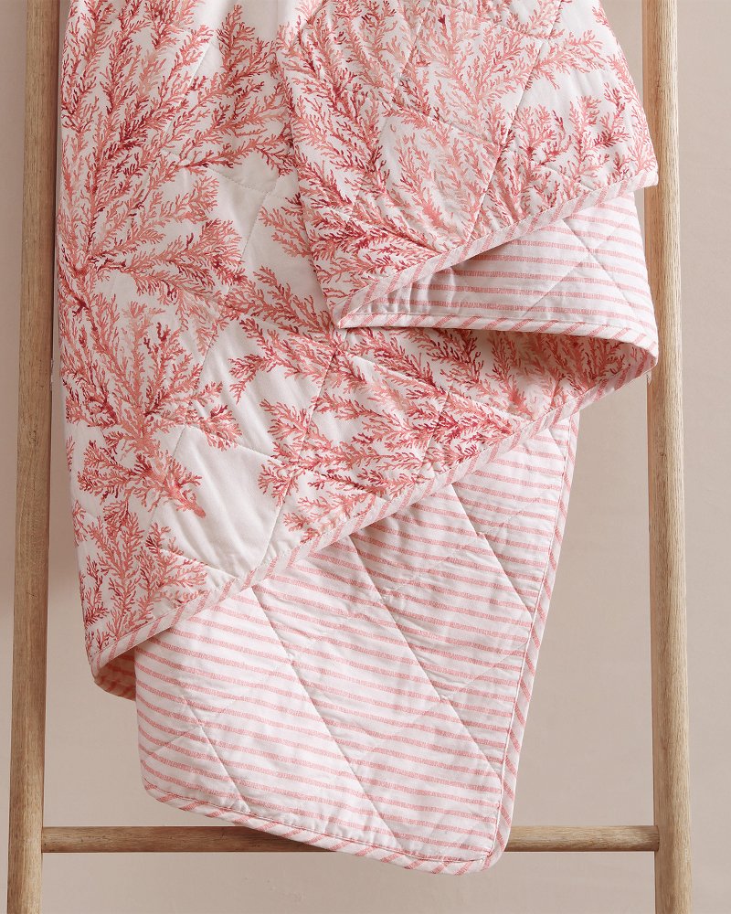 Tommy Bahama | Coral Garden Reversible 3-Piece Full/Queen Quilt Set / Orange