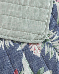 Tommy Bahama | Floral Enchantment Reversible 3-Piece Full/Queen Quilt Set / Deep Blue