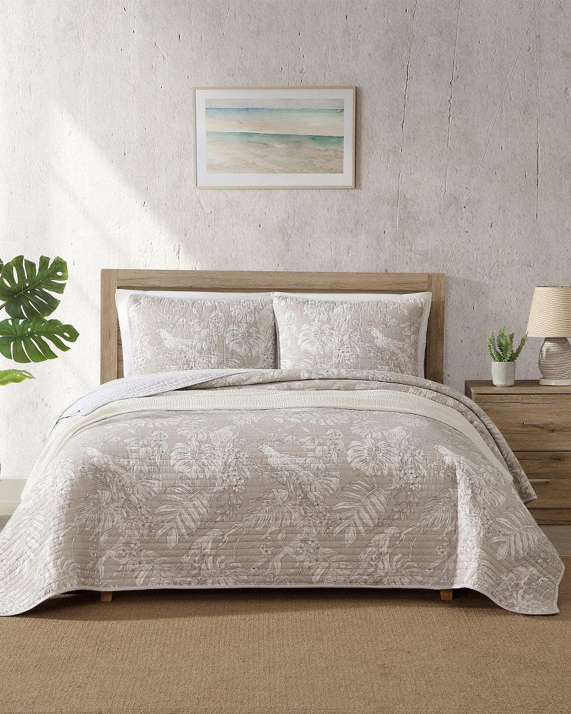 Tommy Bahama | Jungle Toile Reversible 3-Piece Full/Queen Quilt Set / Beige