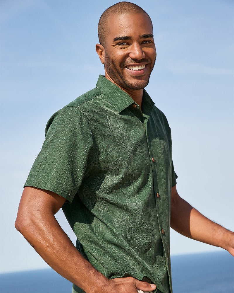 Tommy Bahama | Bali Border Silk Camp Shirt / Emerald