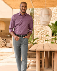 Tommy Bahama | Sarasota Stretch Ventura Isles IslandZone® Stripe Shirt / Grape Wine