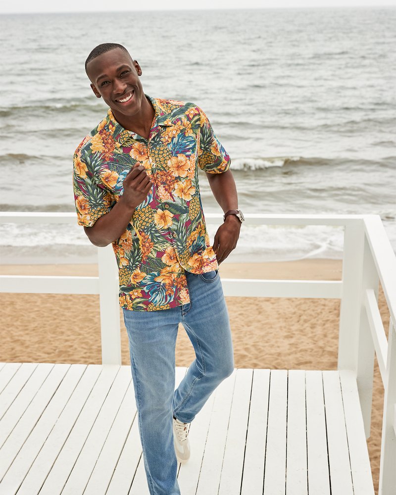 Tommy Bahama | Coconut Point Sunset Canopy IslandZone® Camp Shirt / Dark Sangria