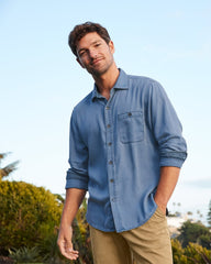 Tommy Bahama | Ocean Wash Twill Long-Sleeve Shirt / Bering Blue