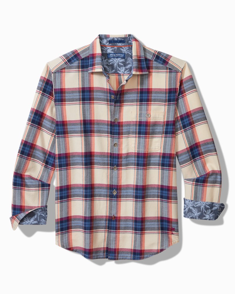 Tommy Bahama | Canyon Beach Window Pane Stretch Flannel Shirt / Bleached Sand
