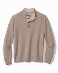Tommy Bahama | Soft Sands Cashmere Button-Mock Sweater / Taupe Heather