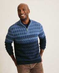 Tommy Bahama | Ombré Argyle Half-Zip Sweater / Navy