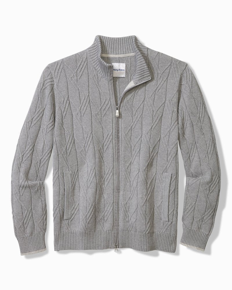 Tommy Bahama | Capital Cable Full-Zip Cardigan / Grey Heather