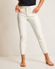 Tommy Bahama | Metallic High-Rise Ankle Jeans / White
