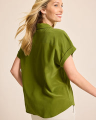 Tommy Bahama | Silk Dolman Camp Shirt / Olive Tree
