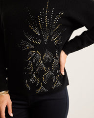 Tommy Bahama | Embellished Pineapple Cashmere-Blend Sweater / Black