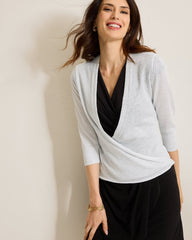 Tommy Bahama | Addison Shimmer Linen-Blend Cardigan / Soft Silver