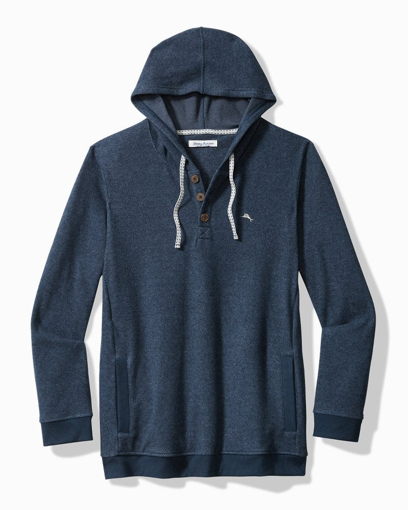 Tommy Bahama | Textured Twill Stripe Hoodie / Dark Moonlight