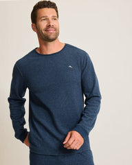 Tommy Bahama | Textured Twill Stripe Crew Long-Sleeve Top / Dark Moonlight