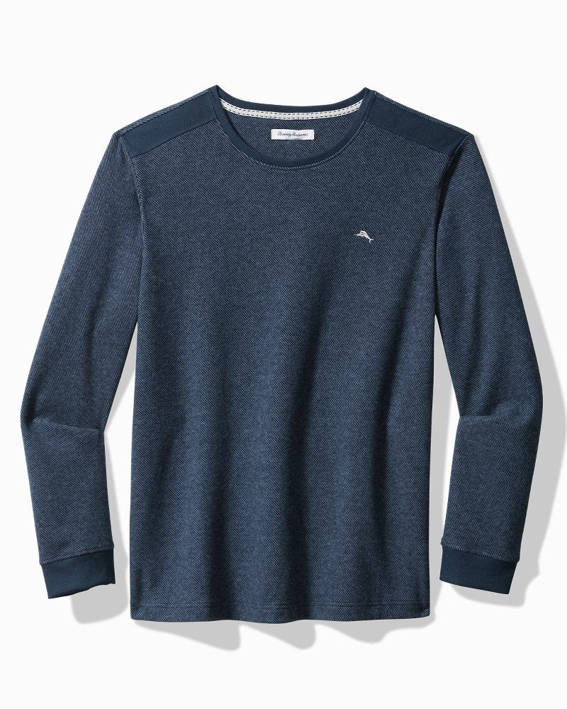 Tommy Bahama | Textured Twill Stripe Crew Long-Sleeve Top / Dark Moonlight
