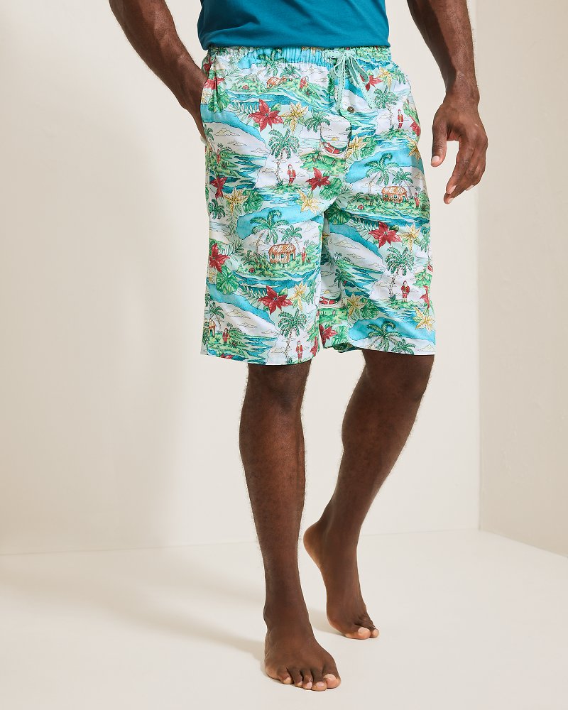 Tommy Bahama | Big & Tall Woven Tropical Print Pajama Shorts / Big Sky Blue