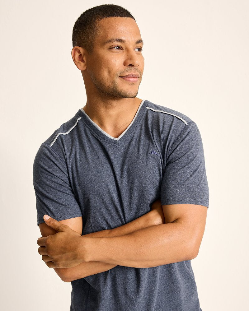 Tommy Bahama | Big & Tall Jersey Short-Sleeve V-Neck T-Shirt / Heathered Blue