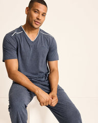 Tommy Bahama | Big & Tall Jersey Short-Sleeve V-Neck T-Shirt / Heathered Blue