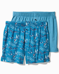 Tommy Bahama | Cotton Knit Marlin Print Boxers — 2-Pack / Slate Teal