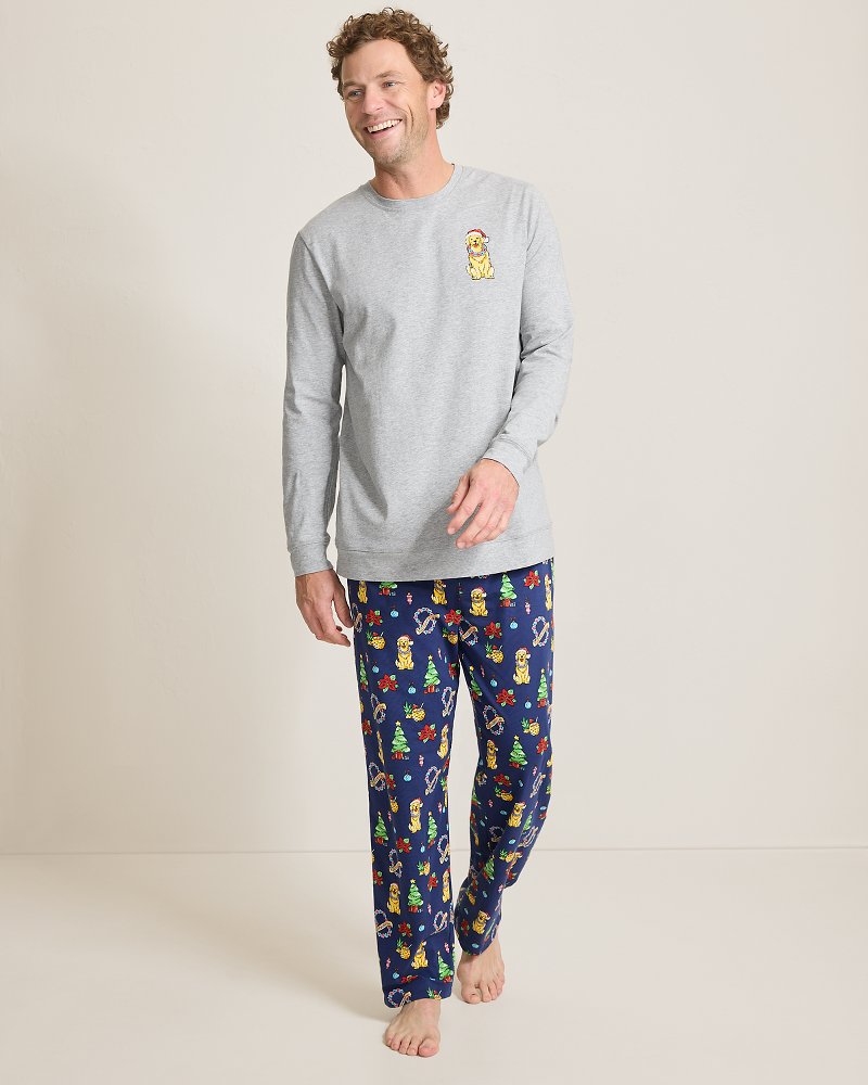 Tommy Bahama | Big & Tall Holiday Dog Long Sleeve & Pants Pajama Set / Island Navy