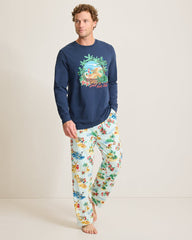 Tommy Bahama | Holiday Santa Long Sleeve & Pants Pajama Set / Aqua Ice