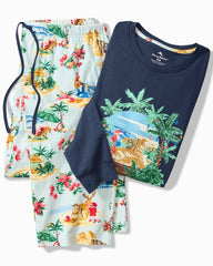 Tommy Bahama | Holiday Santa Long Sleeve & Pants Pajama Set / Aqua Ice