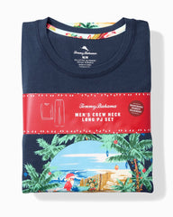Tommy Bahama | Big & Tall Holiday Santa Long Sleeve & Pants Pajama Set / Aqua Ice