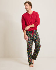 Tommy Bahama | Holiday Parrot Henley & Pants Pajama Set / Poinsettia Red