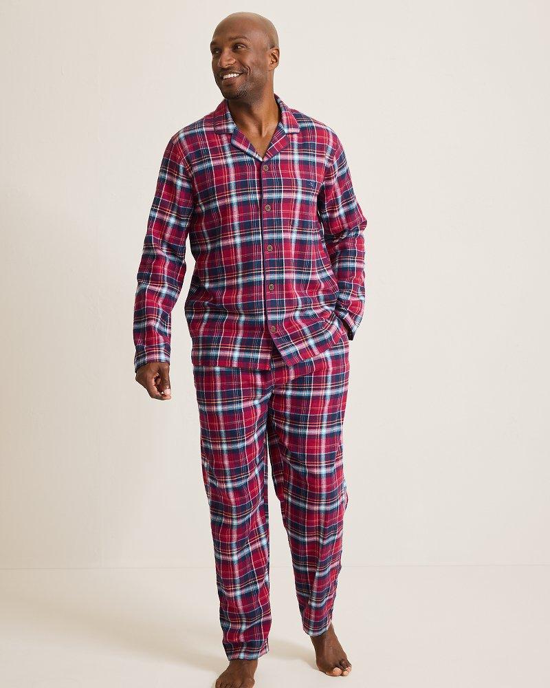 Tommy Bahama | Flannel Long Sleeve & Pants Pajama Set / Beet Red